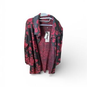 Vertigo Red and Black Floral Cardigan